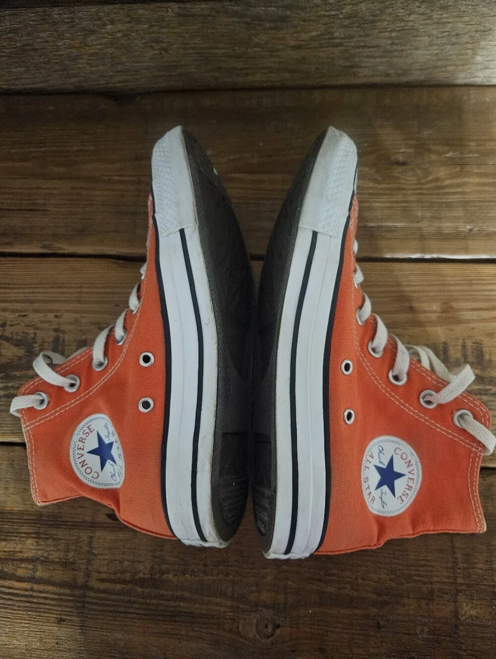 Dreamcicle Orange Canvas High-Top Converse Sneakers - Mens 5 / Womens 7 - Picture 3 of 8